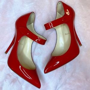 Louboutin Red Patent Leather Mary Jane Pump 39